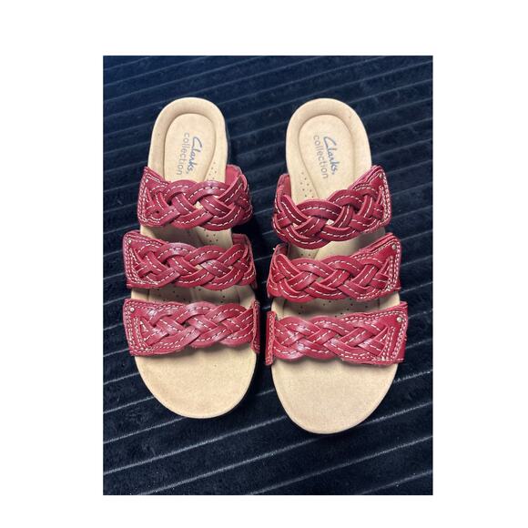 Women's Clarks, Laurieann Rio Sandal 2618222 Red LEATHER size 7.5M - Picture 2 of 3